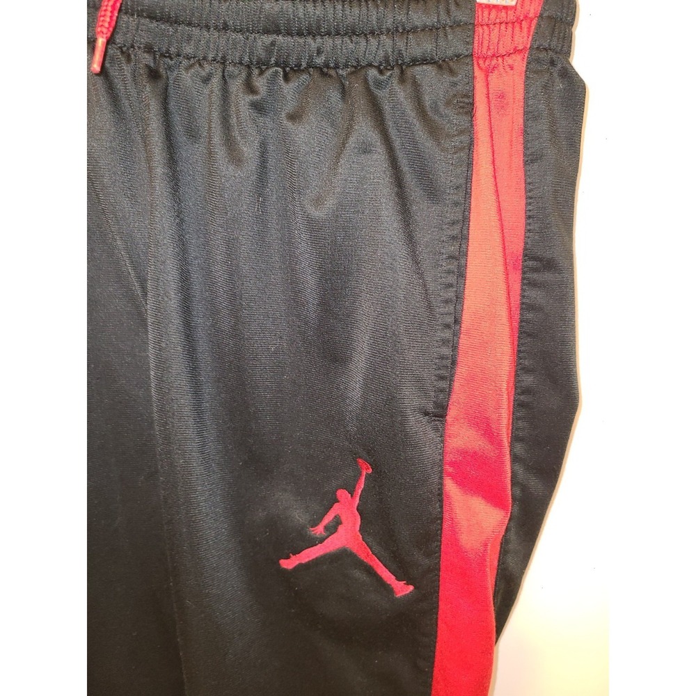 Nike Air Jordan Logo Black w Red Accents Slim Leg Joggers w‎ Pockets Med 10-12